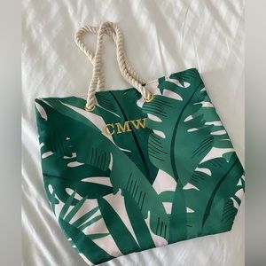 Initial palm print tote bag CMW initials